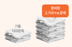 기출 120문제와 준비된 2,700+α 문제를 견준 그림